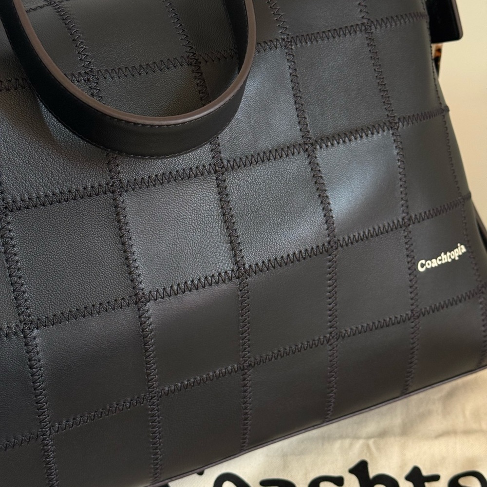 COACH Coachtopia Alter Ego Slouchy Large Tote Black + Leather Cosmetic Pouch - Picture 11 of 14